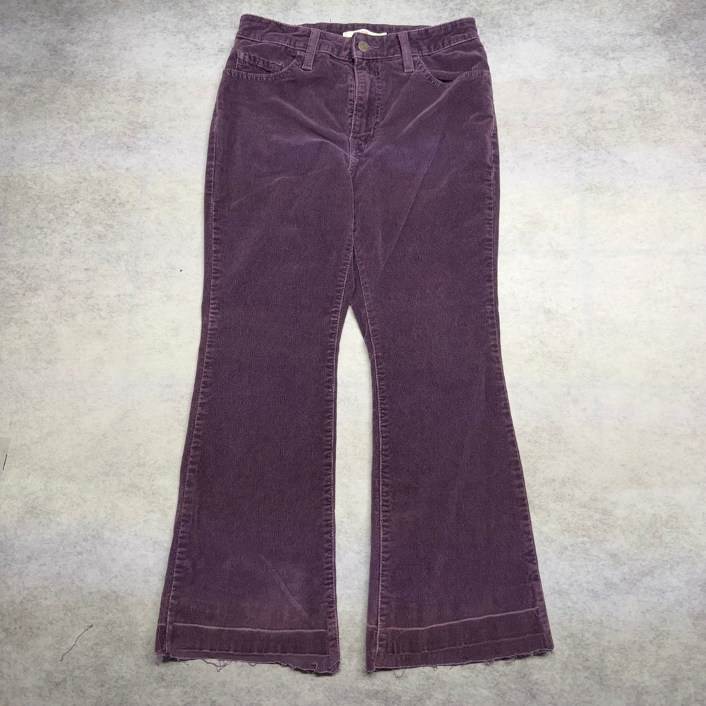 Levis 726 Flare Womens Size 29 (29x25) Purple Corduroy Raw Hem Flared‎ Pants